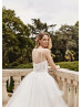 Beaded Spaghetti Straps Ivory Lace Tulle Ruffled Wedding Dress